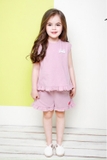 Bộ cotton bèo chéo lưng nơ ngực bé gái Jelis. HA3347