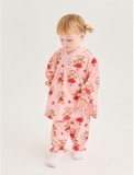 Bộ áo váy cotton thun họa tiết em bé đeo nơ cưỡi chổi bé gái MB. HA4857