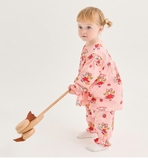 Bộ áo váy cotton thun họa tiết em bé đeo nơ cưỡi chổi bé gái MB. HA4857