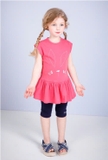 Bộ áo váy xòe cotton quần leg tai thỏ bé gái Jelis. HA2242