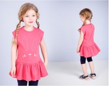 Bộ áo váy xòe cotton quần leg tai thỏ bé gái Jelis. HA2242