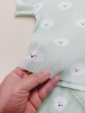 Áo thun cotton dập lò xo bé gái Cún xanh baby. HA1120
