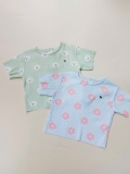Áo thun cotton dập lò xo bé gái Cún xanh baby. HA1120