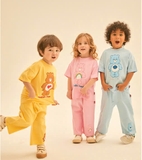 Bộ cotton quần lửng in gấu Cuddle time bé trai bé gái Care. HA4621