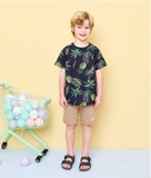 Bộ cotton áo họa tiết lá dừa bé trai Andi. HA3366
