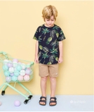 Bộ cotton áo họa tiết lá dừa bé trai Andi. HA3366