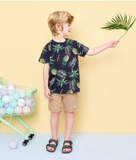 Bộ cotton áo họa tiết lá dừa bé trai Andi. HA3366