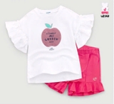 Bộ cotton in hình quả táo quần vạt bèo bé gái Jelis. HA2326