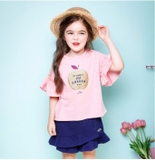 Bộ cotton in hình quả táo quần vạt bèo bé gái Jelis. HA2326