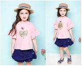 Bộ cotton in hình quả táo quần vạt bèo bé gái Jelis. HA2326