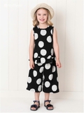 Quần cotton ống suông lửng chấm bi to bé gái Jelis. HA2406