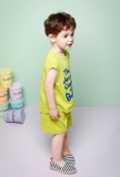Quần short cotton xước trơn logo Sunset bé trai bé gái Jelis. HA3326