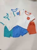 Bộ cotton dệt tổ ong bé trai bé gái Cún xanh baby. HA5046
