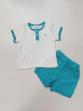 Bộ cotton dệt tổ ong bé trai bé gái Cún xanh baby. HA5046