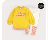 Bộ áo váy nỉ da cá quần leg thun phối ống Stay Groovy bé gái Hej. HA4488