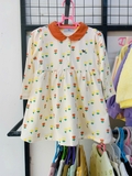 Váy nỉ da cá cổ sen hoa tuylip cam bé gái Cún xanh baby. HA4772