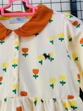 Váy nỉ da cá cổ sen hoa tuylip cam bé gái Cún xanh baby. HA4772