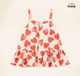 Áo hai dây cotton họa tiết tim cam bé gái Moli. HA3228