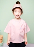 Áo cotton hè trơn logo túi 4 màu bé trai bé gái Jelis. HA3477