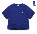Áo cotton hè trơn logo túi 4 màu bé trai bé gái Jelis. HA3477