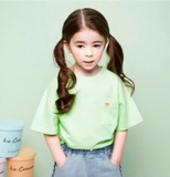 Áo cotton hè trơn logo túi 4 màu bé trai bé gái Jelis. HA3477