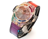 NEW 2022 / MS FACTORY BEST 1:1 / HUBLOT ONE CLICK STEEL DIAMOND RAINBOW KING GOLD 39MM HUB.1270