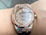 NEW 2021 / ORIGINAL FACTORY BEST 1:1 / AP ROYAL OAK 15402OR 41MM FULL DIAMOND SWAROVKI CAL.3120