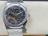 NEW 2022 / APS FACTORY BEST 1:1 / AP ROYAL OAK SKELETON 15407ST 41 X 9,9MM  CAL.3132