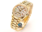 NEW 2023 / RA FACTORY BEST 1:1 / ROLEX DAYDATE 128238 GOLD 36 x 12,5MM DIAMOND BEZEL 💎 CORE 2834
