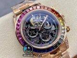 NEW 2023 / GET FACTORY BEST 1:1 / ROLEX DAYTONA BY BLAKEN DLC BLACK & RAINBOW DIAMOND BEZEL CAL.4130
