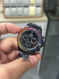 NEW 2023 / N FACTORY BEST 1:1 / ROLEX DAYTONA BY BLAKEN BLACK DLC RAINBOW DIAMOND BEZEL CAL.4130