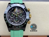 NEW 2023 / GET FACTORY BEST 1:1 / ROLEX DAYTONA BY BLAKEN DLC BLACK & RAINBOW DIAMOND BEZEL CAL.4130