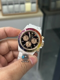 NEW 2023 / N FACTORY BEST 1:1 / ROLEX DAYTONA BY BLAKEN FULL CERAMIC WHITE  🌈 RAINBOW DIAMOND BEZEL CAL.4130