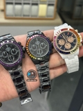 NEW 2023 / N FACTORY BEST 1:1 / ROLEX DAYTONA BY BLAKEN FULL CERAMIC WHITE  🌈 RAINBOW DIAMOND BEZEL CAL.4130