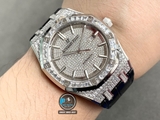 NEW 2021 / ORIGINAL FACTORY BEST 1:1 / AP ROYAL OAK 15402OR 41MM FULL DIAMOND SWAROVKI CAL.3120