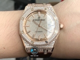 NEW 2021 / ORIGINAL FACTORY BEST 1:1 / AP ROYAL OAK 15402OR 41MM FULL DIAMOND SWAROVKI CAL.3120