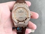 NEW 2021 / ORIGINAL FACTORY BEST 1:1 / AP ROYAL OAK 15402OR 41MM FULL DIAMOND SWAROVKI CAL.3120