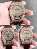 NEW 2021 / ORIGINAL FACTORY BEST 1:1 / AP ROYAL OAK 15402OR 41MM FULL DIAMOND SWAROVKI CAL.3120