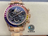 NEW 2023 / GET FACTORY BEST 1:1 / ROLEX DAYTONA BY BLAKEN DLC BLACK & RAINBOW DIAMOND BEZEL CAL.4130