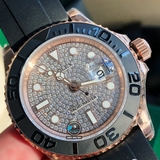 VIP NEW 2021 / ORIGINAL FACTORY 1:1 / ROLEX YACHT MASTER PAVE 40MM 126655 EVEROSE GOLD 18K 6UM