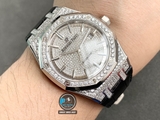 NEW 2021 / ORIGINAL FACTORY BEST 1:1 / AP ROYAL OAK 15402OR 41MM FULL DIAMOND SWAROVKI CAL.3120