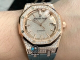 NEW 2021 / ORIGINAL FACTORY BEST 1:1 / AP ROYAL OAK 15402OR 41MM FULL DIAMOND SWAROVKI CAL.3120