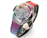 NEW 2022 / MS FACTORY BEST 1:1 / HUBLOT ONE CLICK STEEL DIAMOND RAINBOW KING GOLD 39MM HUB.1270