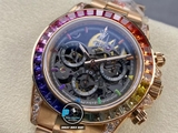 NEW 2023 / GET FACTORY BEST 1:1 / ROLEX DAYTONA BY BLAKEN DLC BLACK & RAINBOW DIAMOND BEZEL CAL.4130