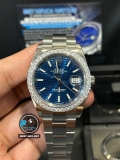 NEW 2024 / CLEAN FACTORY BEST 1:1 / ROLEX DATEJUST BRACELET DIAL MOTIF 3D BLUE 41MM CAL.3235 + LÊN VÀNH BẠCH KIM 46 VIÊN KIM CƯƠNG MOISSAINITE 2,5 LY 💎