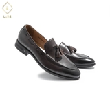 Giày loafer nâu họa tiết chuông 7065-830