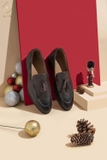 Giày loafer nâu họa tiết chuông 7065-830