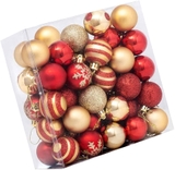 Set 50 Châu 40mm/Tông đỏ vàng [50pcs Christmas Ball Ornaments 40mm/Red and Gold]