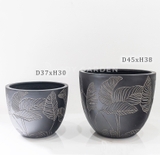 Com.Pot_[Dancing Leaves] (D45H38 Black)