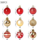 Set 50 Châu 40mm/Tông đỏ vàng [50pcs Christmas Ball Ornaments 40mm/Red and Gold]
